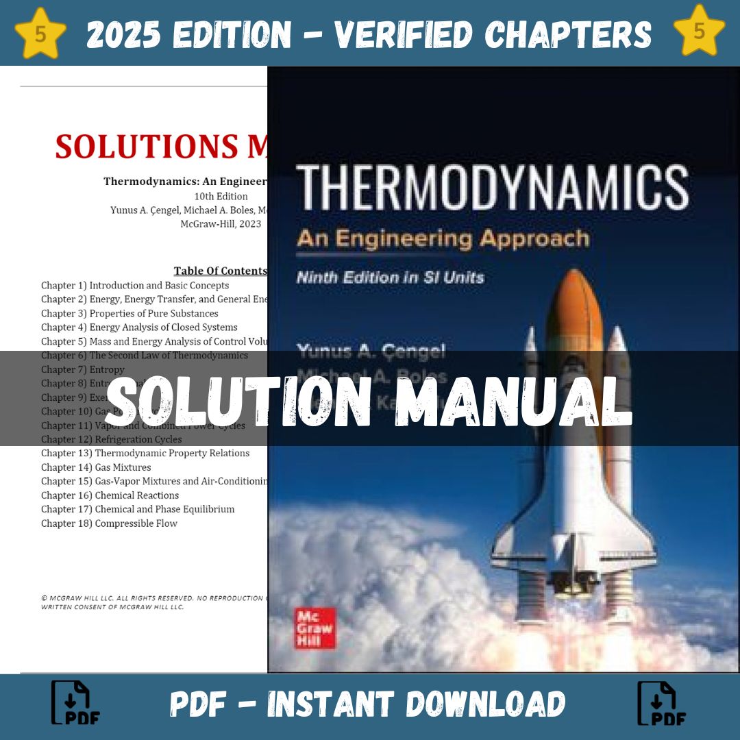 Solution Manual – Thermodynamics An Engineering Approach 10th Edition (Cengel, 2024)-Studyflax