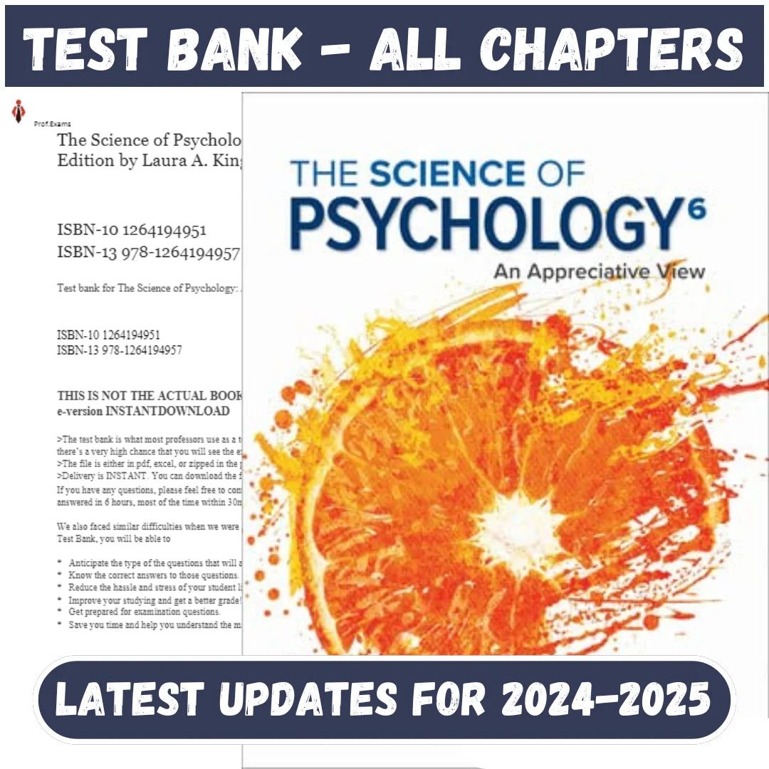 Test Bank for Science of Psychology An Appreciative View 6th Edition by King-Studyflax