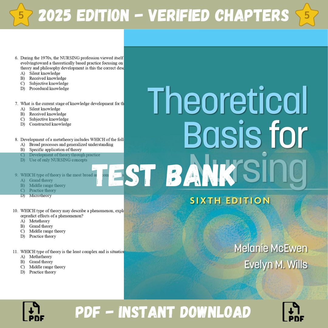 Test bank – Theoretical Basis for Nursing, 6th American Edition (McEwen, 2023)-Studyflax