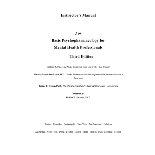 Solution Manual For Basic Psychopharmacology for Mental Health Professionals 3rd Edition By Sinacola-Studyflax
