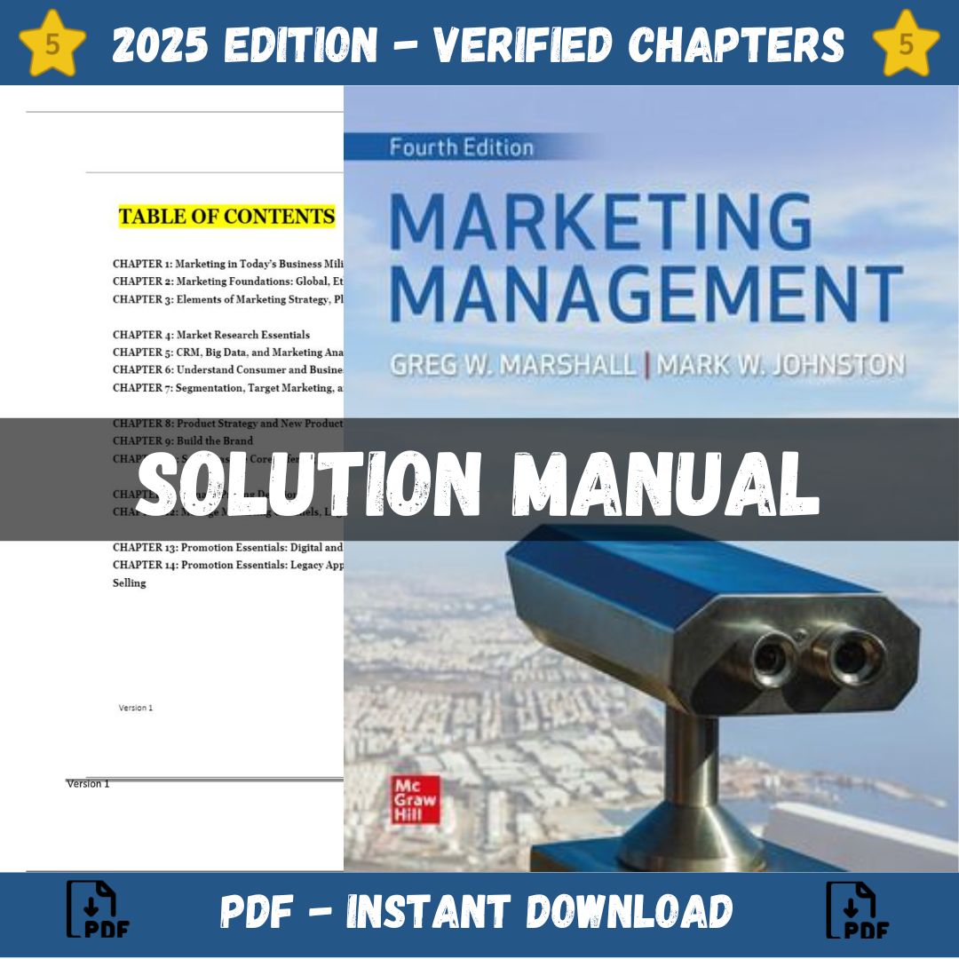 Solution Manual – Marketing Management 4th Edition (Marshall, 2023)-Studyflax