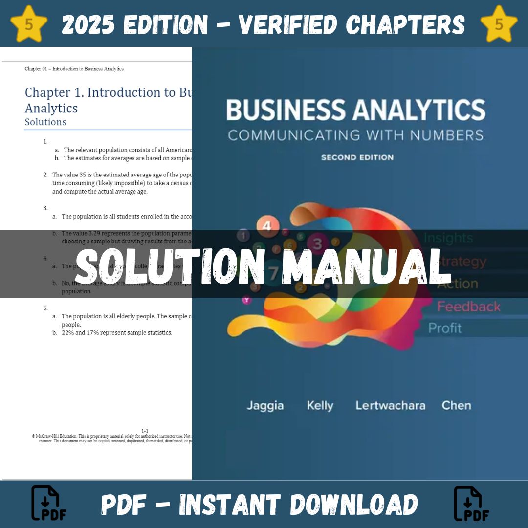 Solution Manual – for Business Analytics 2nd Edition (Jaggia, 2023)-Studyflax
