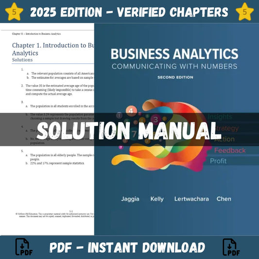 Solution Manual – for Business Analytics 2nd Edition (Jaggia, 2023)-Studyflax