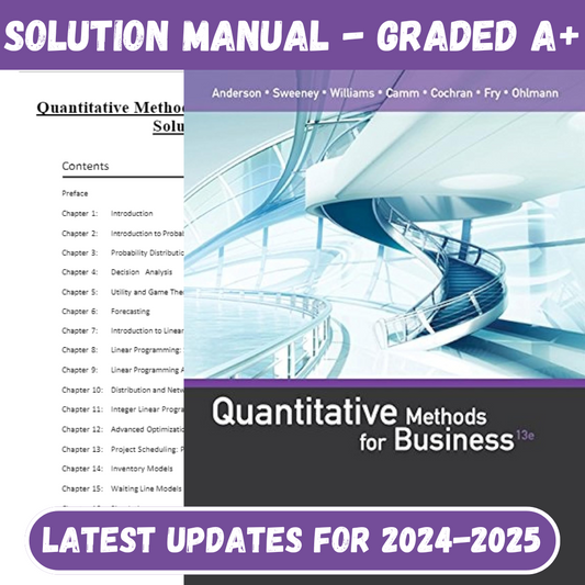 Solution Manual for Quantitative Methods for Business 13th Edition by Anderson-Studyflax