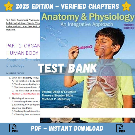 Test Bank – Anatomy and Physioogy An Integrative Approach, 4th Edition (Theresa Bidle)-Studyflax