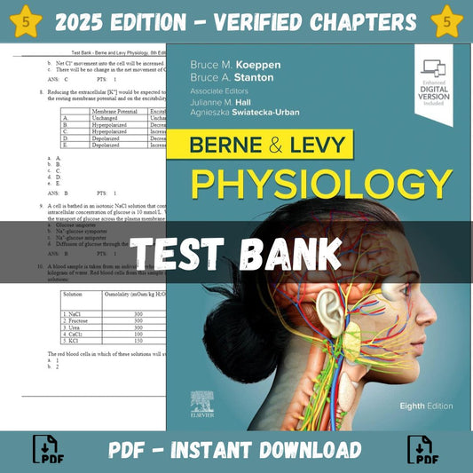 Test Bank – Berne and Levy Physiology, 8th Edition (Koeppen, 2024)-Studyflax