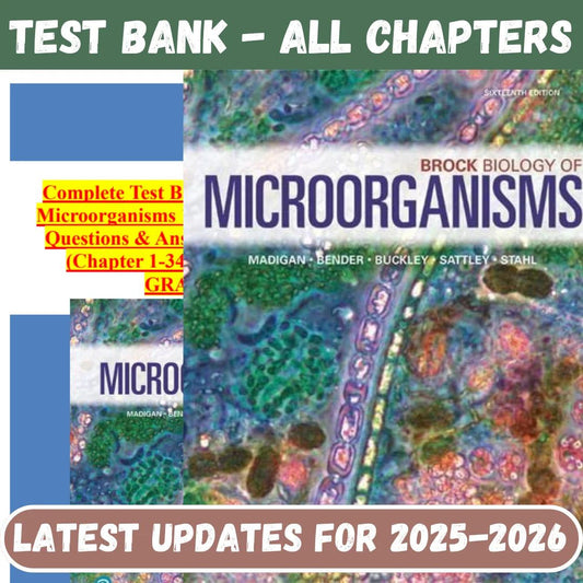 Test Bank Brock Biology of Microorganisms, Madigan, 16th Edition by Michael T. Madigan-Studyflax