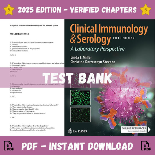Test Bank – Clinical Immunology and Serology A Laboratory Perspective, 5th Edition (Christine Dorresteyn Miller, 2021)-Studyflax
