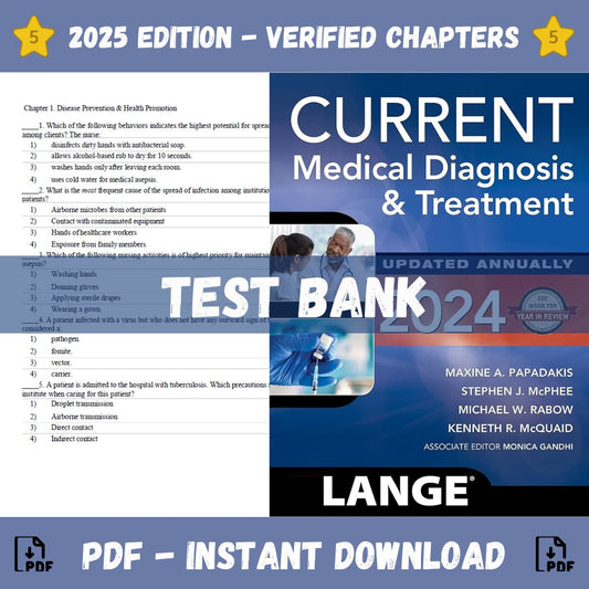 Test Bank – Current Medical Diagnosis And Treatment 2024, 63rd Edition (Maxine Papadakis, 2024)-Studyflax