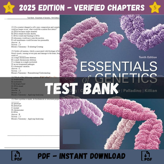 Test Bank – Essentials of Genetics, 10th Edition (Klug, 2020)-Studyflax