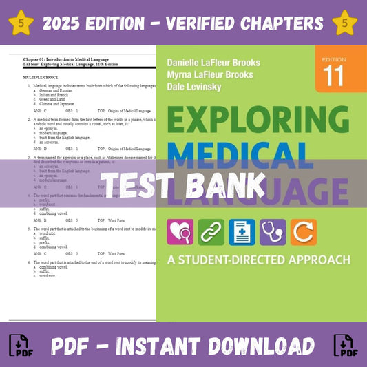 Test Bank – Exploring Medical Language 11th Edition (LaFleur Brooks, 2021)-Studyflax