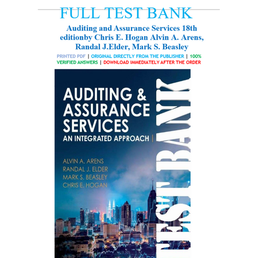 Test Bank For Auditing and Assurance Services, 18th Edition By Arens-Studyflax