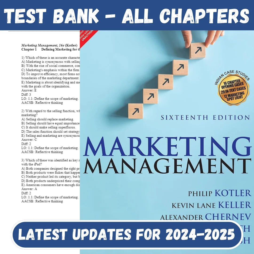Test Bank For Marketing Management, 16th Edition by Philip Kotler-Studyflax