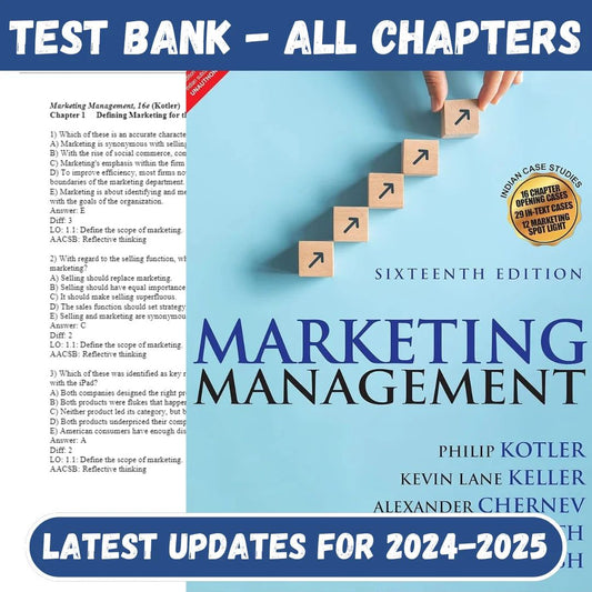Test Bank For Marketing Management, 16th Edition by Philip Kotler-Studyflax