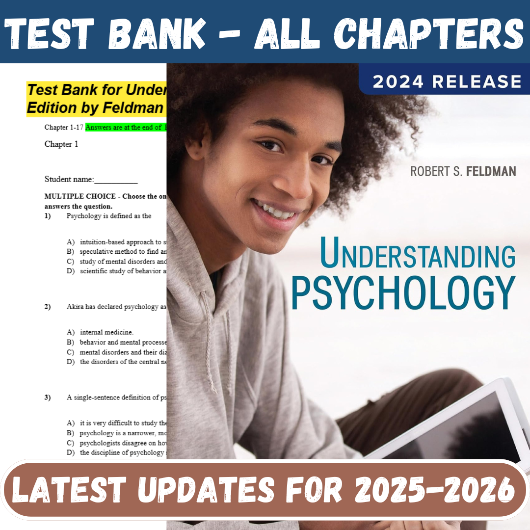 Test Bank For Understanding Psychology 15th Edition By Feldman-Studyflax