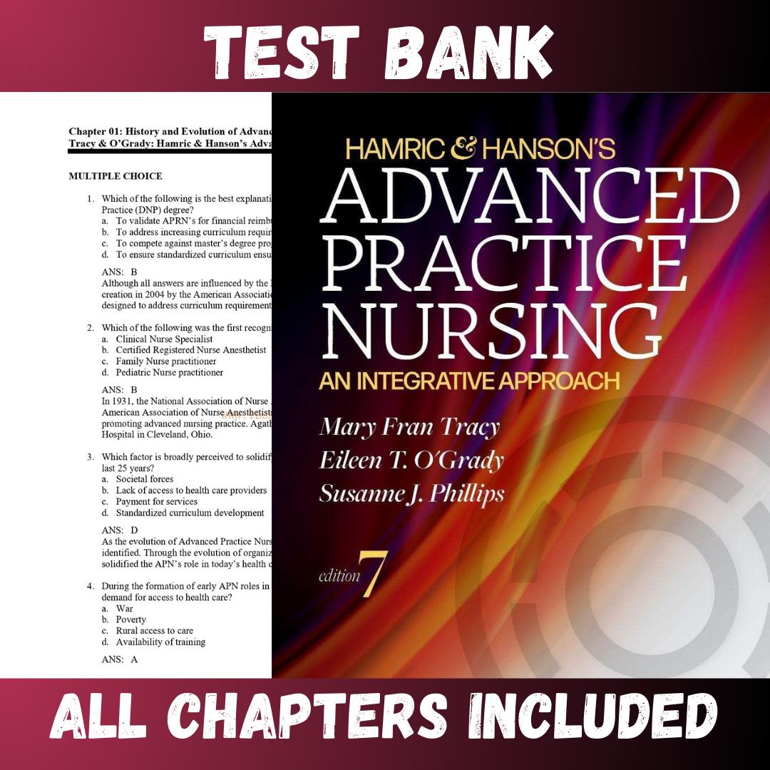 Test Bank – Hamric and Hanson’s Advanced Practice Nursing An Integrative Approach, 7th Edition by Tracy-Studyflax
