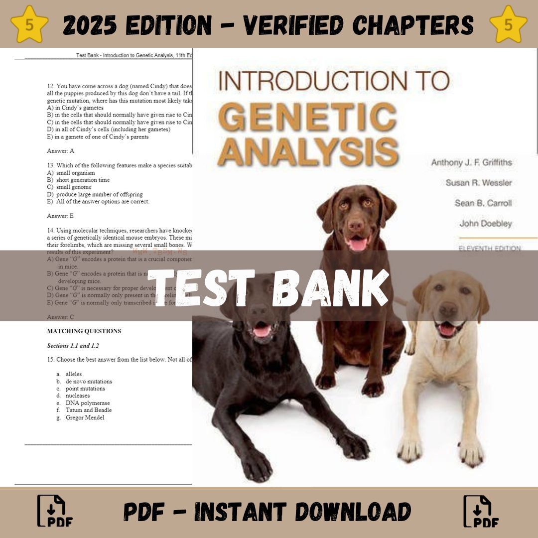 Test Bank – Introduction to Genetic Analysis, 11th Edition (Griffiths, 2015)-Studyflax