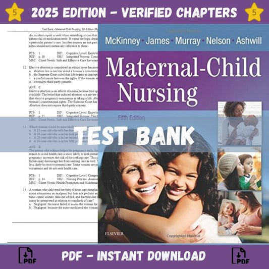 Test Bank – Maternal Child Nursing, 5th Edition (McKinney, 2018)-Studyflax