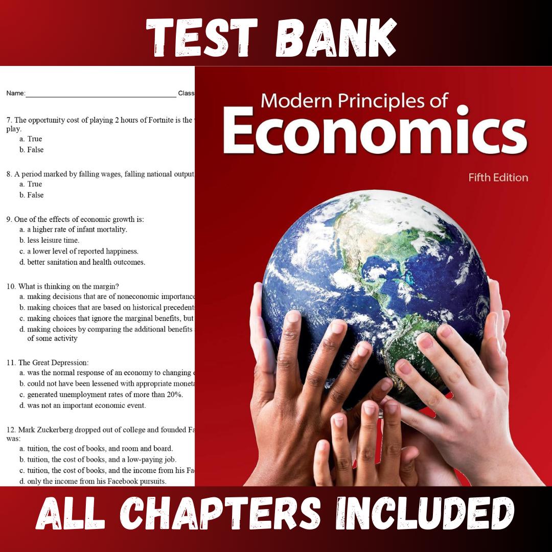 Test Bank – Modern Principles of Economics 5th Edition by Cowen-Studyflax