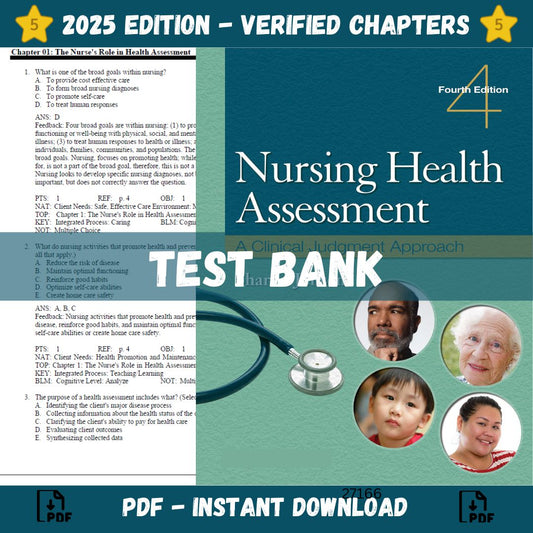 Test Bank Nursing Health Assessment A Clinical Judgment Approach, 4th Edition-Studyflax