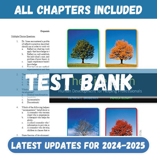 Test Bank - The Life Span, Human Development for Helping Professionals 5th Edition by Patricia Broderick, Pamella Blewitt-Studyflax