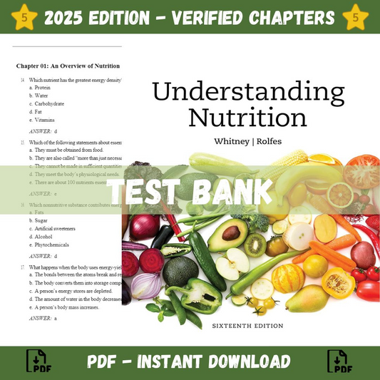Test Bank – Understanding Nutrition 16th Edition (Whitney, 2022)-Studyflax