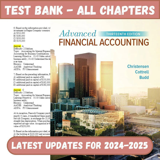 Test Bank for Advanced Financial Accounting 13th Edition by Christensen-Studyflax