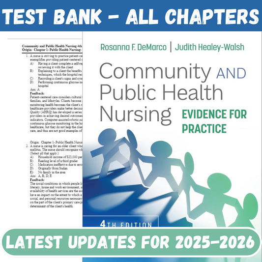 Test Bank for Community and Public Health Nursing: Evidence for Practice, 4th Edition by Rosanna DeMarco-Studyflax