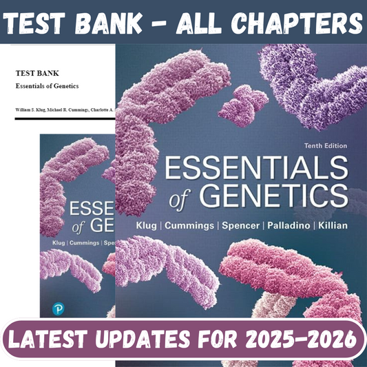 Test Bank for Essentials of Genetics, 10th Edition by Klug-Studyflax