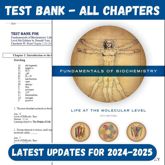 Test Bank for Fundamentals of Biochemistry Life at the Molecular Level 5th Edition by Voet-Studyflax
