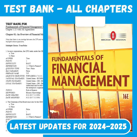 Test Bank for Fundamentals of Financial Management 16th Edition by Brigham-Studyflax