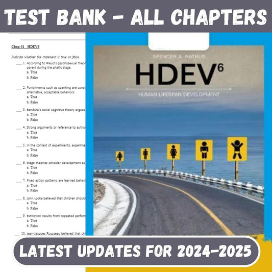 Test Bank for HDEV : human lifespan development 6th Edition by Spencer A. Rathus-Studyflax