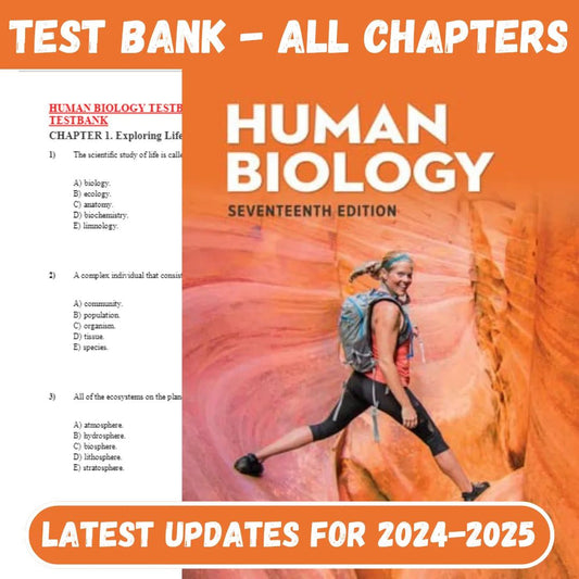 Test Bank for Human Biology Test Bank- 17th Edition by Sylvia S. Mader-Studyflax