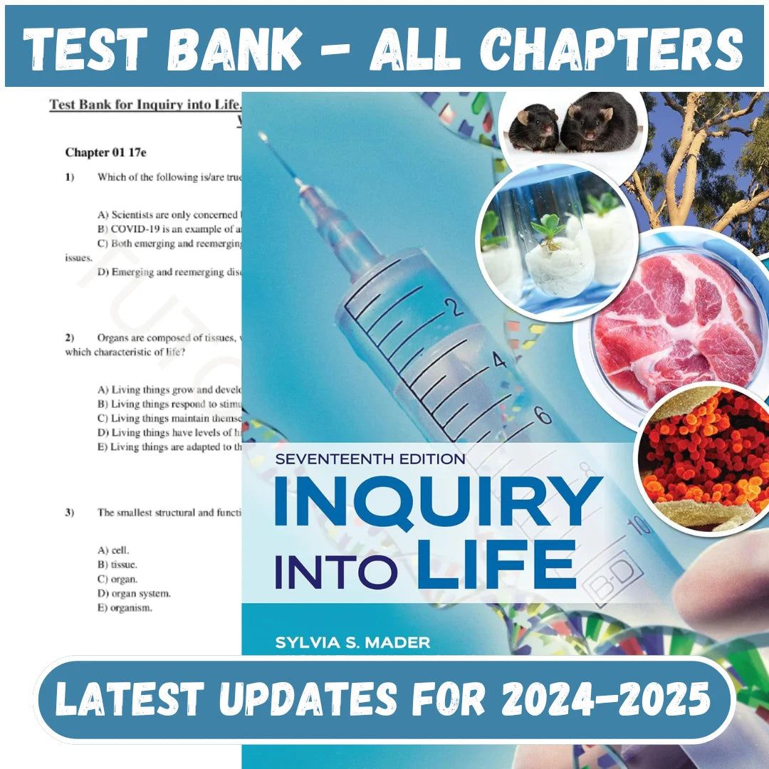 Test Bank for Inquiry into Life 17th Edition by Mader-Studyflax