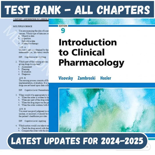 Test Bank for Introduction to Clinical Pharmacology, 9th Edition by Visovsky-Studyflax