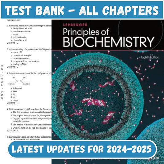 Test Bank for Lehninger Principles of Biochemistry 8th Edition by Nelson-Studyflax