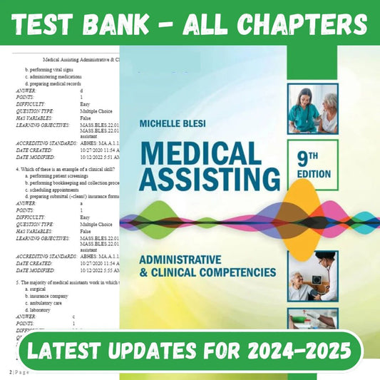 Test Bank for Medical Assisting Administrative & Clinical Competencies 9th Edition by Michelle-Studyflax