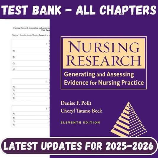 Test Bank for Nursing Research Generating and Assessing Evidence for Nursing Practice 11th Edition by Polit Beck-Studyflax