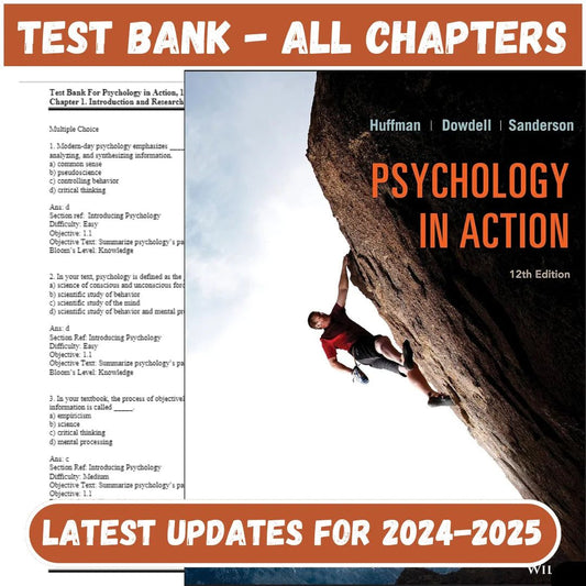 Test Bank for Psychology in Action 12th Edition by Huffman-Studyflax