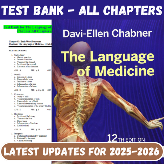 Test Bank for The Language of Medicine 12th Edition by Davi-Ellen Chabner-Studyflax