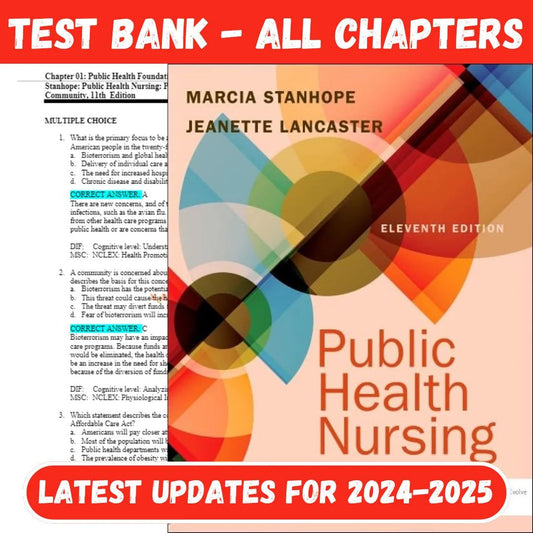 Test Bank for public health nursing: Population-Centered Health Care in the Community 11th Edition by Marcia Stanhope-Studyflax