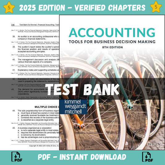 Test bank – Accounting Tools For Business Decision Making 8th Edition (Paul D. Kimmel, 2023)-Studyflax
