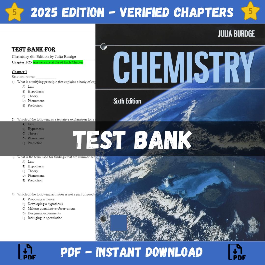 Test bank – Chemistry 6th Edition (Julia Burdge, 2022)-Studyflax