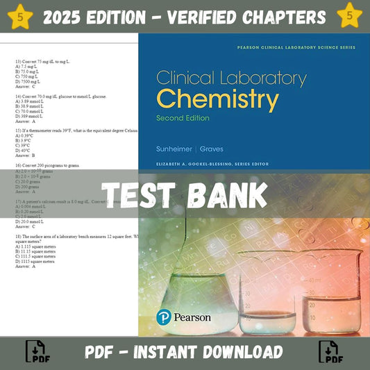 Test bank – Clinical Laboratory Chemistry 2nd Edition (Robert Sunheimer, 2017)-Studyflax
