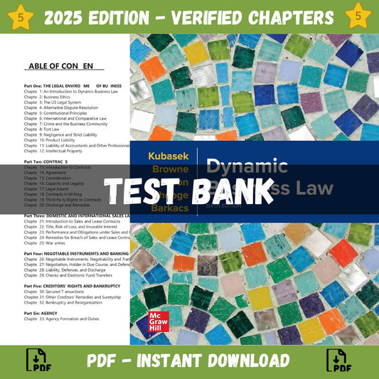 Test bank – Dynamic Business Law 6th Edition (Nancy Kubasek , 2022)-Studyflax