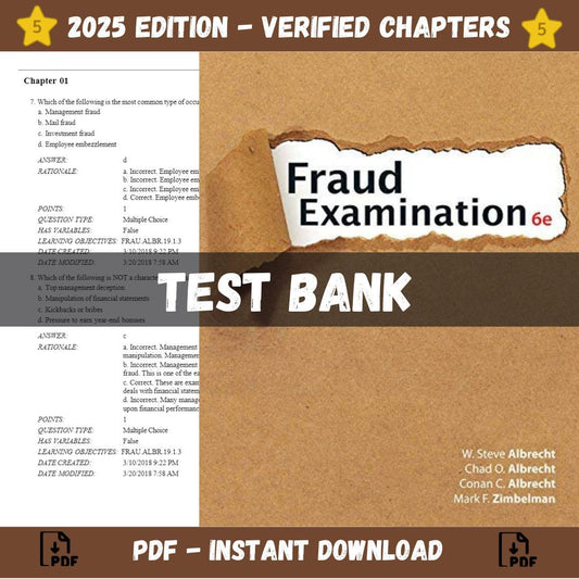 Test bank – Fraud Examination 6th Edition (Albrecht, 2018)-Studyflax