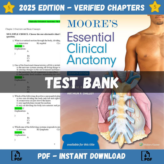 Test bank – Moore’s Clinically Oriented Anatomy 9th Edition, (Dalley, 2023)-Studyflax