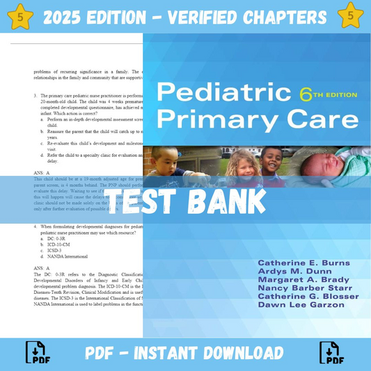 Test bank – Pediatric Primary Care 6th Edition (Burns, 2016)-Studyflax